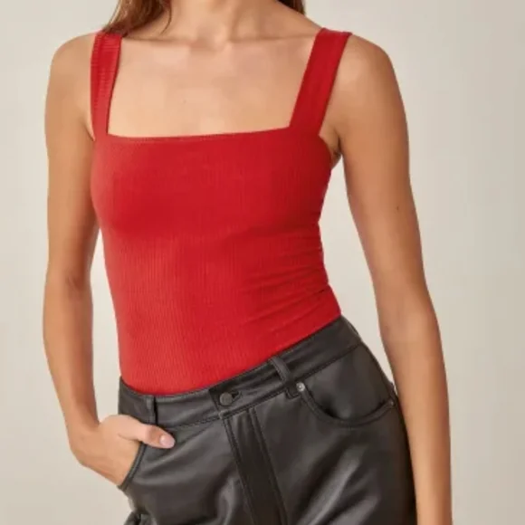 Reformation canyon knit top tank lipstick red size medium authentic sleeveless - Picture 7 of 7